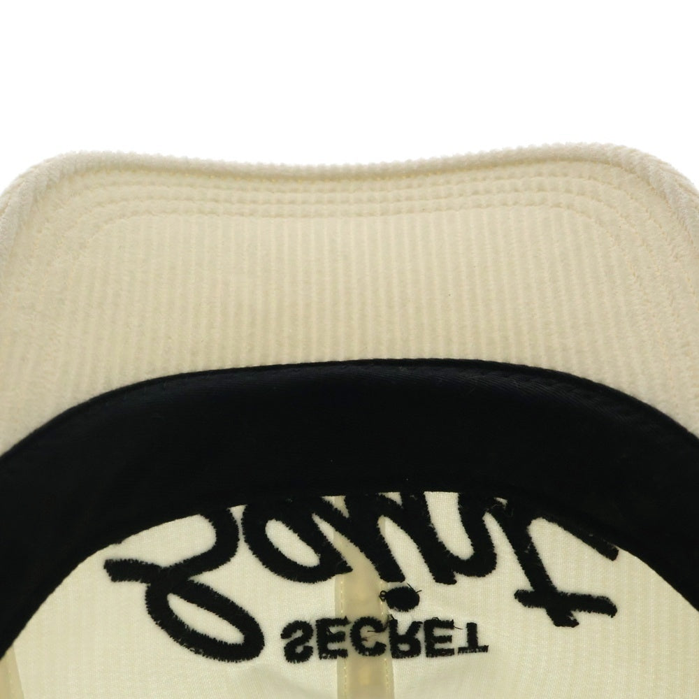 SAINT MICHAEL(セントマイケル) 24AW SECRET CAP ロゴ刺繍 コーデュロイ キャップ 帽子 ホワイト SM-YS1-0000-078