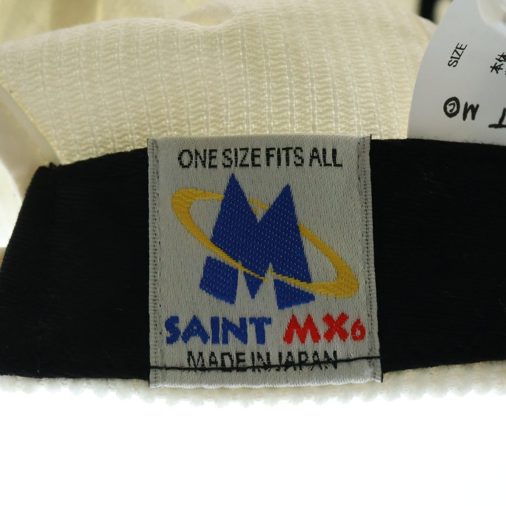 SAINT MICHAEL(セントマイケル) 24AW SECRET CAP ロゴ刺繍 コーデュロイ キャップ 帽子 ホワイト SM-YS1-0000-078