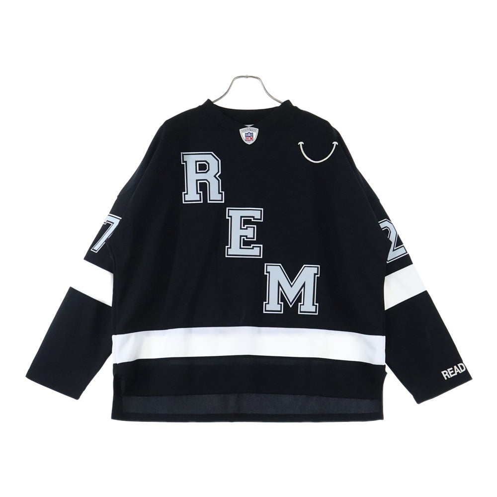 READY MADE(レディメイド) 23SS GAME SHIRT ロゴワッペン ゲームシャツ 長袖Tシャツ ロングスリーブ ブラック RE-P0-BK-00-00-249
