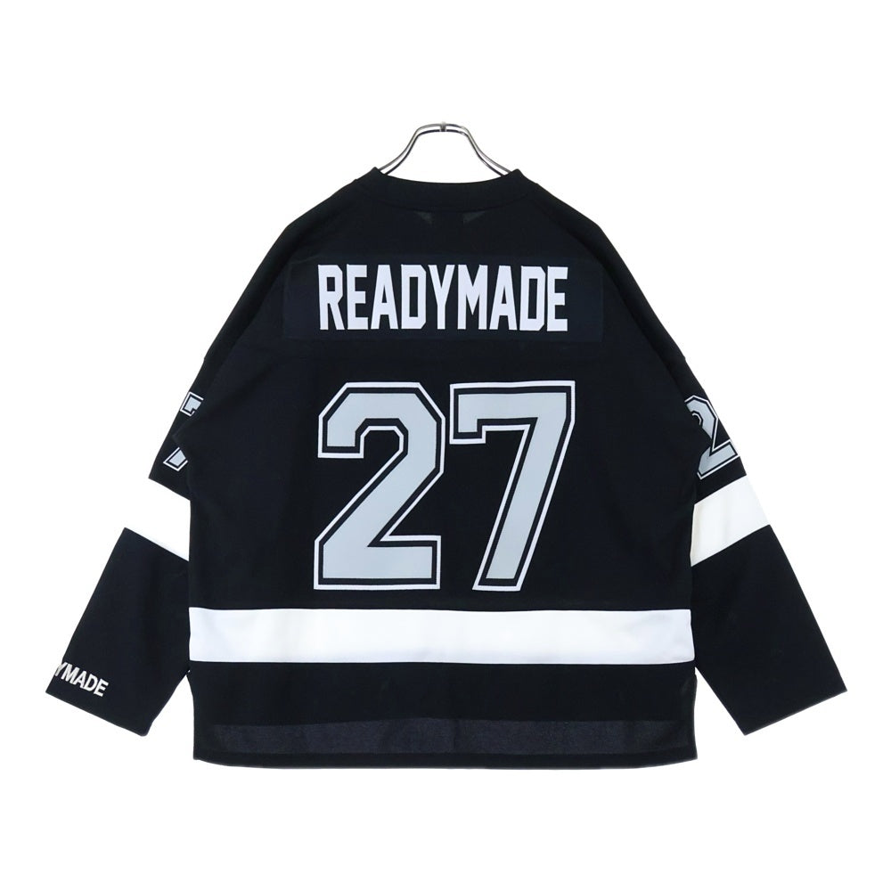 READY MADE(レディメイド) 23SS GAME SHIRT ロゴワッペン ゲームシャツ 長袖Tシャツ ロングスリーブ ブラック RE-P0-BK-00-00-249