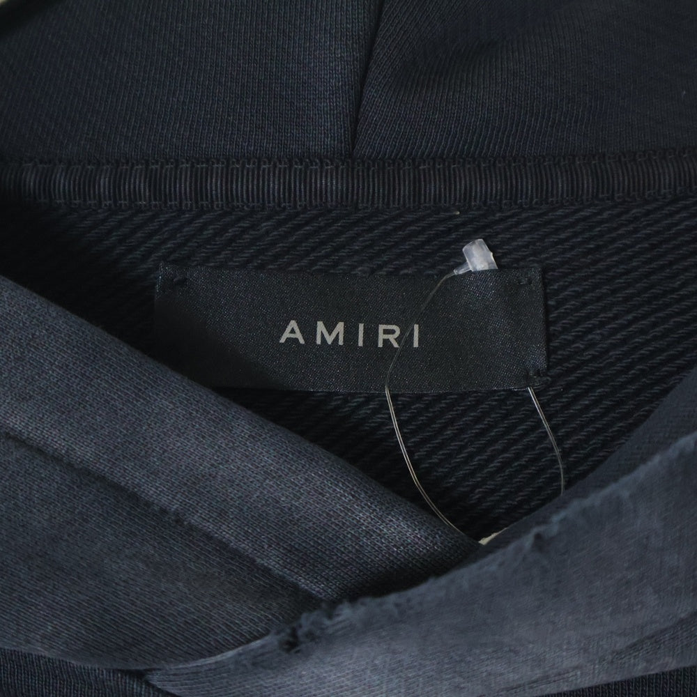 AMIRI(アミリ) 24AW TRACK HOODIE ウォッシュ加工 スウェットプルオーバーパーカー ブラック SRAMJYHD1003SMRBC0012