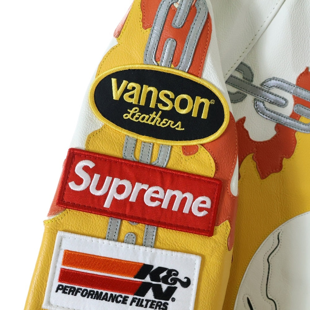 SUPREME(シュプリーム) 19SS ×VANSON Leathers Ghost Rider Jacket バンソン レザーゴーストライダージャケット ホワイト