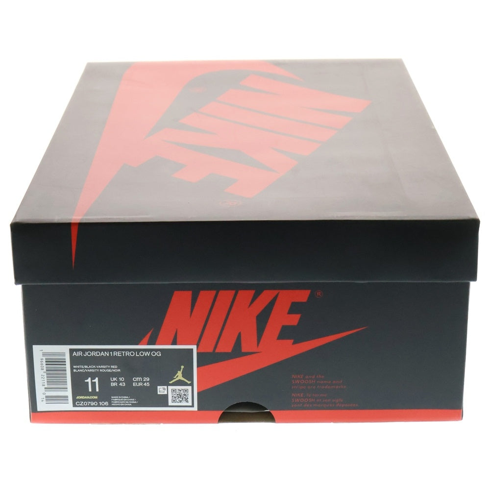 NIKE(ナイキ) AIR JORDAN 1 RETRO LOW OG BLACK TOE CZ0790-106 エアジョーダン レトロ ブラックトゥ ローカットスニーカー ホワイト/ブラック/レッド US11/29cm