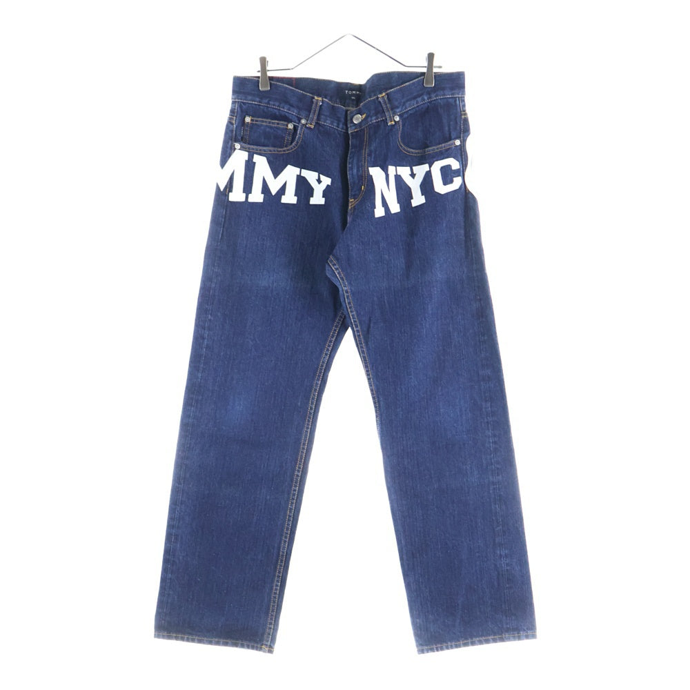 TOMMY HILFIGER(トミーヒルフィガー) ロゴプリント ストレートデニムパンツ インディゴ/ホワイト 21ー4751220ー050