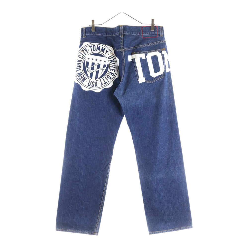 TOMMY HILFIGER(トミーヒルフィガー) ロゴプリント ストレートデニムパンツ インディゴ/ホワイト 21ー4751220ー050