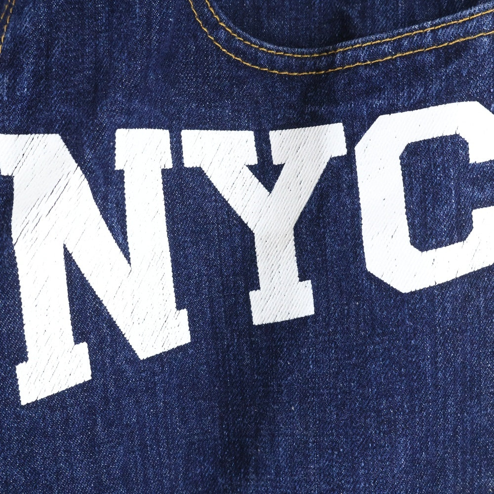 TOMMY HILFIGER(トミーヒルフィガー) ロゴプリント ストレートデニムパンツ インディゴ/ホワイト 21ー4751220ー050