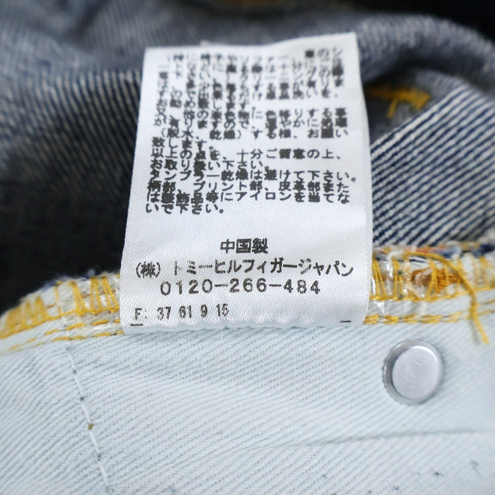 TOMMY HILFIGER(トミーヒルフィガー) ロゴプリント ストレートデニムパンツ インディゴ/ホワイト 21ー4751220ー050