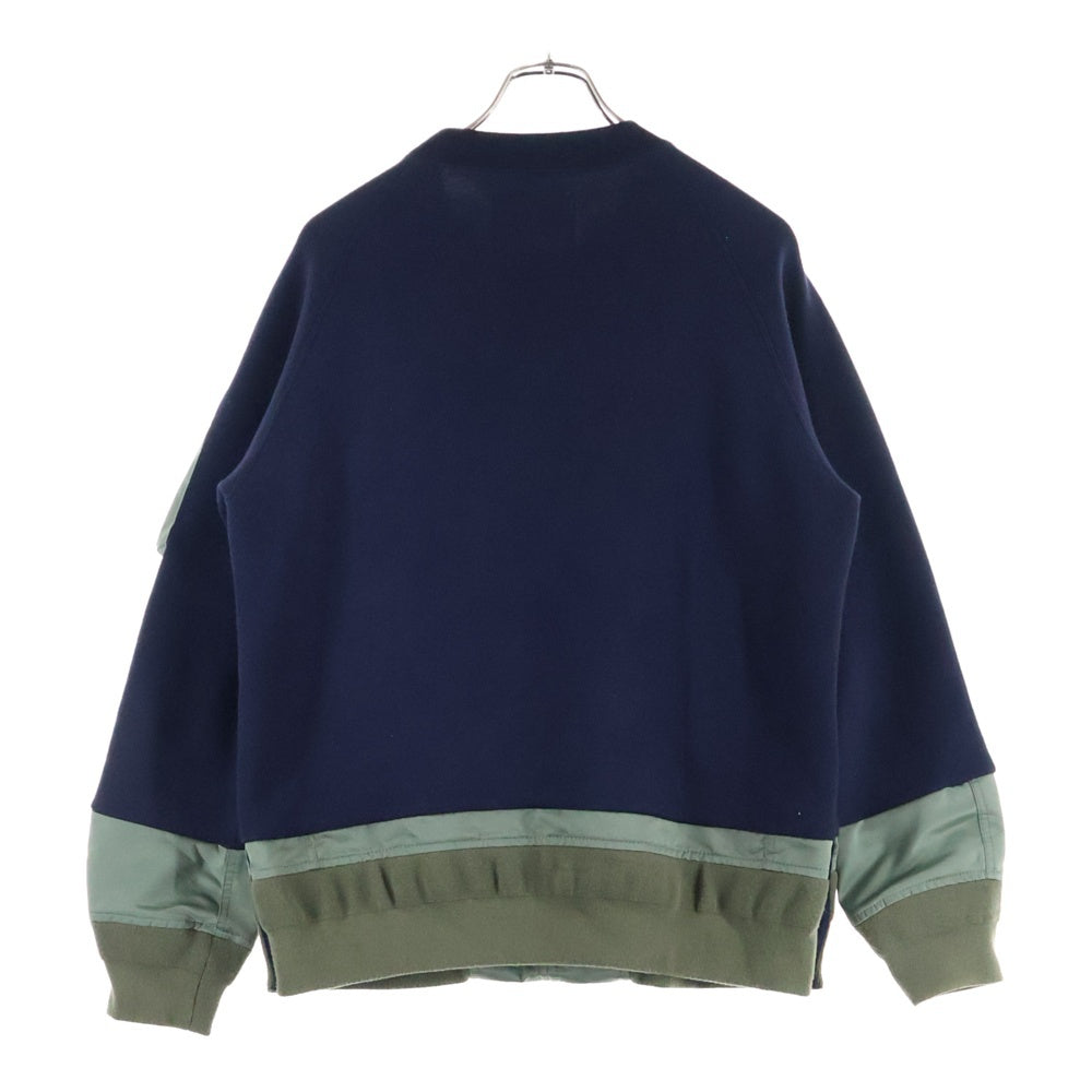 Sacai(サカイ) 22SS Nylon Twill Mix Sponge Sweat Pullover ナイロンツイルックススウェットシャツ ネイビー/カーキ 22-02786M