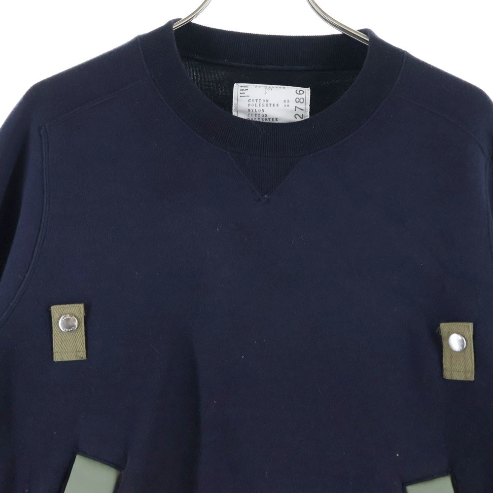 Sacai(サカイ) 22SS Nylon Twill Mix Sponge Sweat Pullover ナイロンツイルックススウェットシャツ ネイビー/カーキ 22-02786M