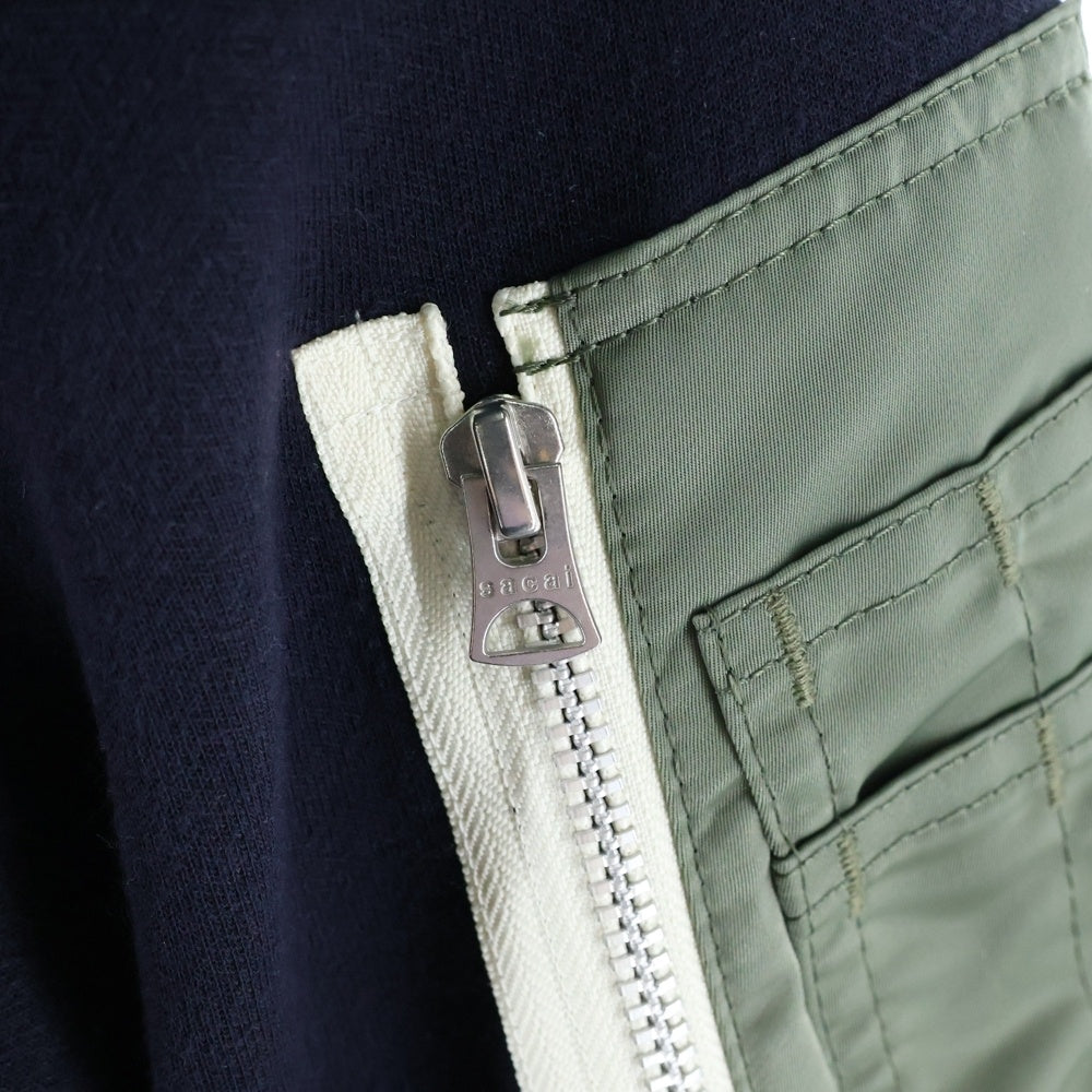 Sacai(サカイ) 22SS Nylon Twill Mix Sponge Sweat Pullover ナイロンツイルックススウェットシャツ ネイビー/カーキ 22-02786M