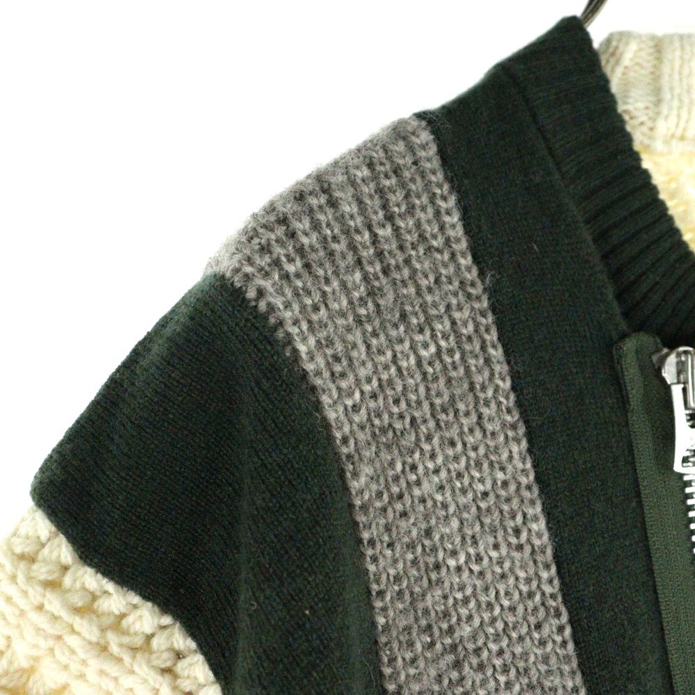 Sacai(サカイ) Wool Knit Blouson フロントジップ付き ウールニットブルゾン ホワイト/グレー 20-02406M