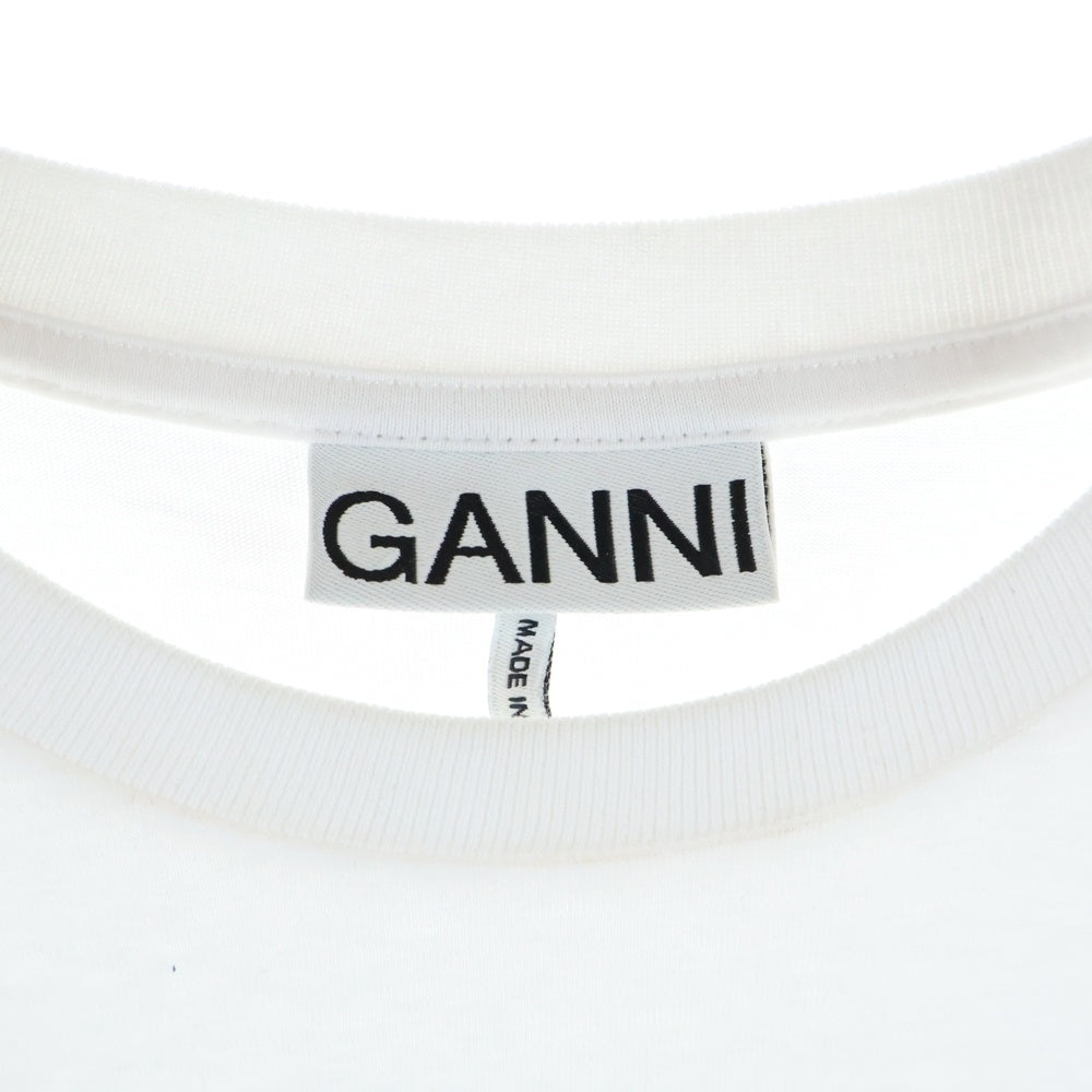 GANNI(ガニー) 24SS Basic Jersey Elements Relaxed T-Shirt プリント 半袖Tシャツ ホワイト T3832 レディース