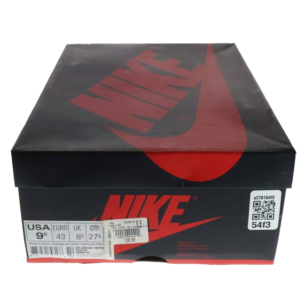 NIKE(ナイキ) AIR JORDAN 1 RETRO HIGH OG CHICAGO 555088-101 2015年製 エアジョーダン1ハイカットスニーカー シカゴ ホワイト/レッド US9.5/27.5cm