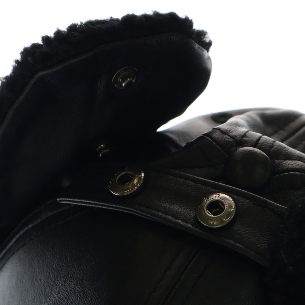 SUPREME(シュプリーム) 22AW×NEW ERA Leather Earflap Box Logo レザー イヤーフラップ ボックスロゴ フライトキャップ 帽子 ブラック