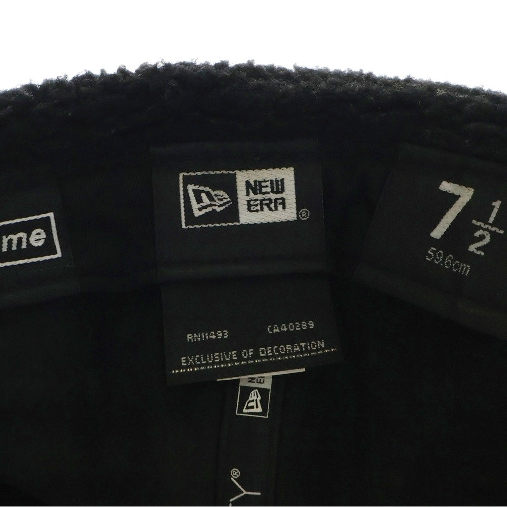 SUPREME(シュプリーム) 22AW×NEW ERA Leather Earflap Box Logo レザー イヤーフラップ ボックスロゴ フライトキャップ 帽子 ブラック