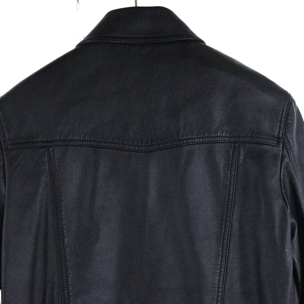 SAINT LAURENT PARIS(サンローランパリ) スムースレザー デニムスタイル ボタンジャケット ブラック 529949 YC2OC