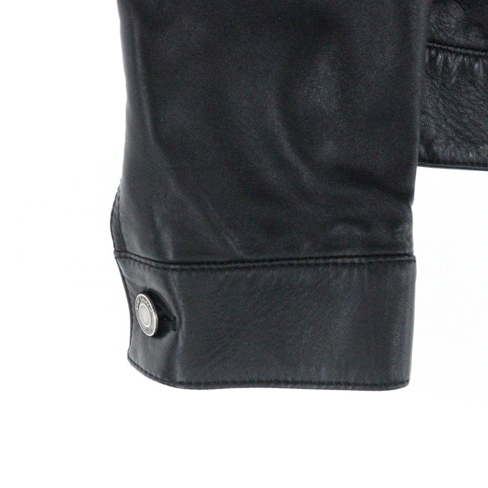 SAINT LAURENT PARIS(サンローランパリ) スムースレザー デニムスタイル ボタンジャケット ブラック 529949 YC2OC