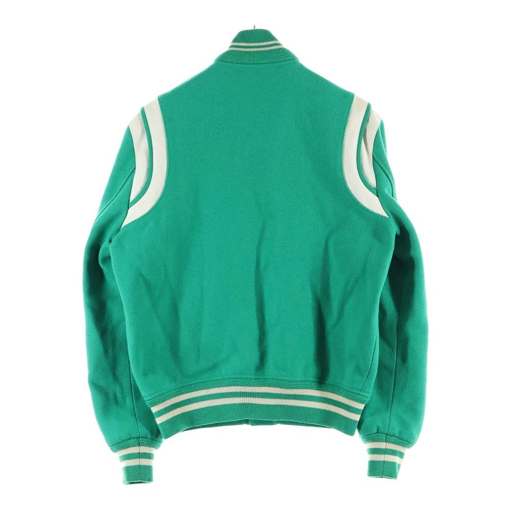 SAINT LAURENT PARIS(サンローランパリ) 14AW Teddy Jacket テディジャケット レザートリムウールスタジアムジャケット スタジャン グリーン 354718 Y180W
