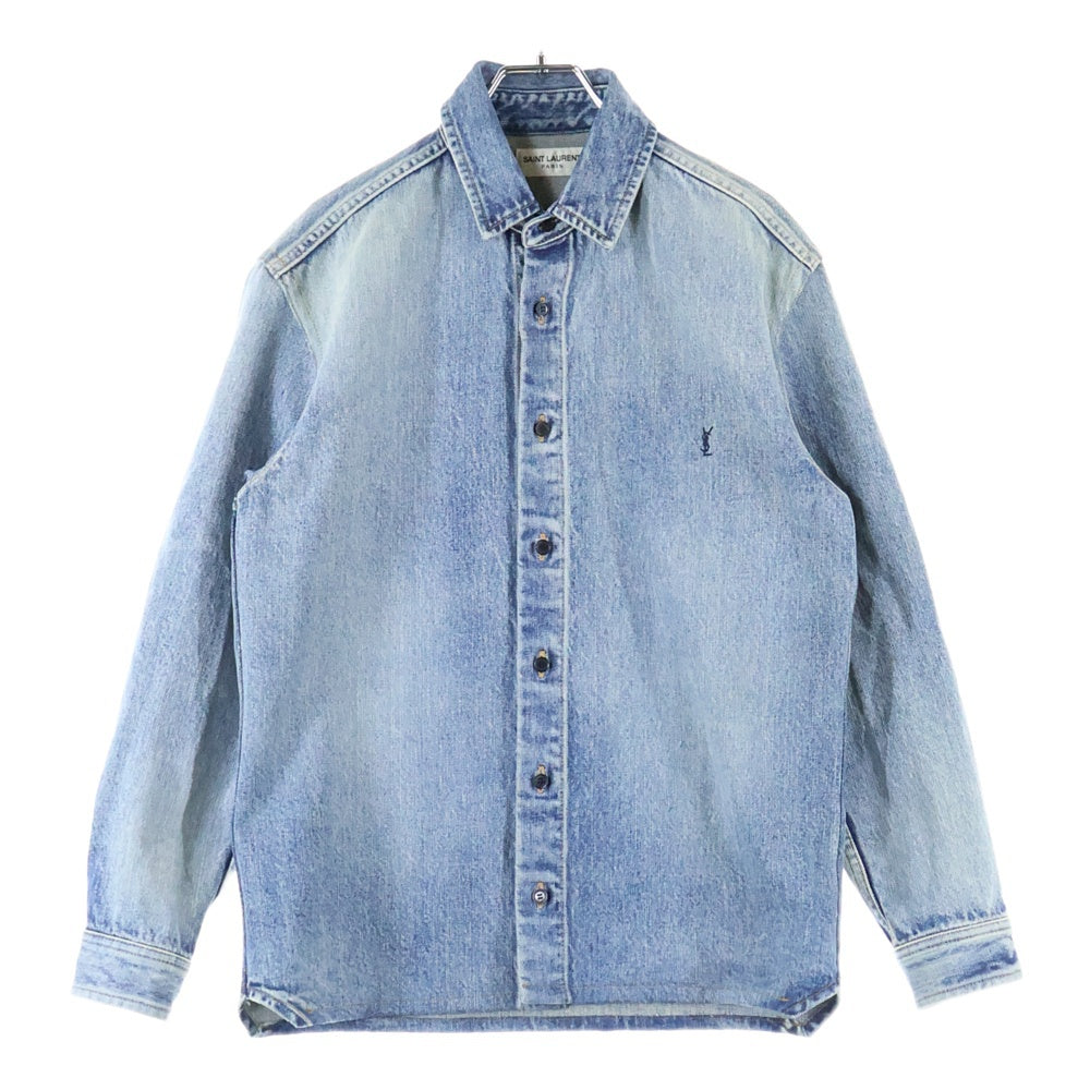 SAINT LAURENT PARIS(サンローランパリ) 23AW Cassandre YSLロゴ刺繍 カサンドラ デニム長袖シャツ インディゴブルー 753029 Y07JA ※タグ欠損