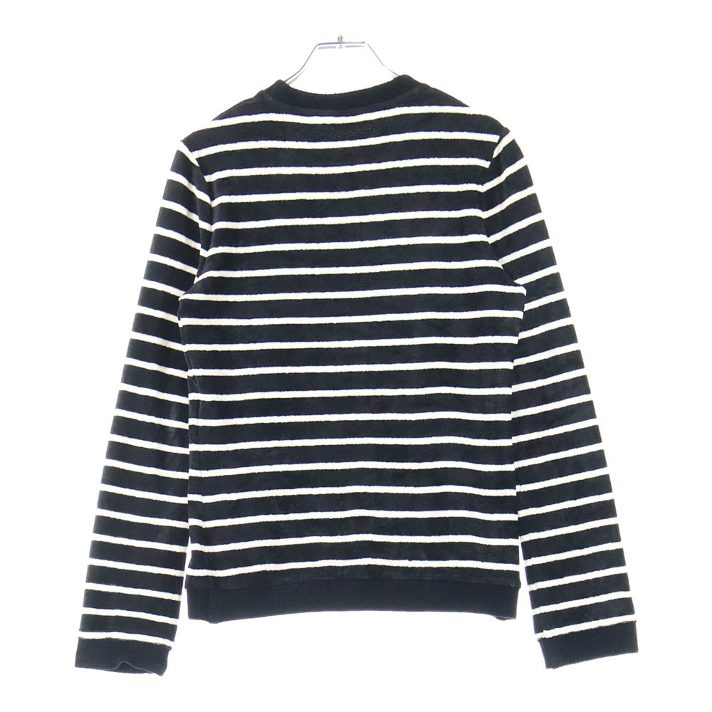 SAINT LAURENT PARIS(サンローランパリ) 20AW YSL刺繍 パイル地ボーダークルーネックシャツ レディース ブラック/ホワイト 634758 YBUC2