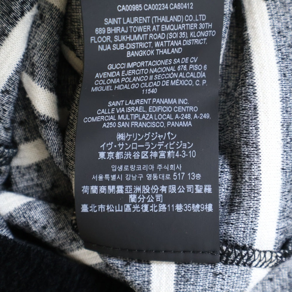 SAINT LAURENT PARIS(サンローランパリ) 20AW YSL刺繍 パイル地ボーダークルーネックシャツ レディース ブラック/ホワイト 634758 YBUC2