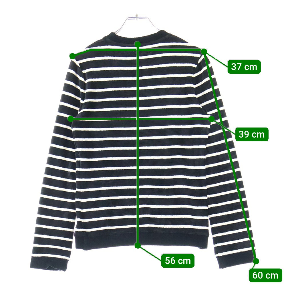 SAINT LAURENT PARIS(サンローランパリ) 20AW YSL刺繍 パイル地ボーダークルーネックシャツ レディース ブラック/ホワイト 634758 YBUC2