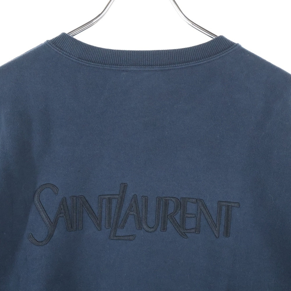SAINT LAURENT PARIS(サンローランパリ) 23AW バックロゴ スウェットクルーネックシャツ ネイビー 754513 Y36SW