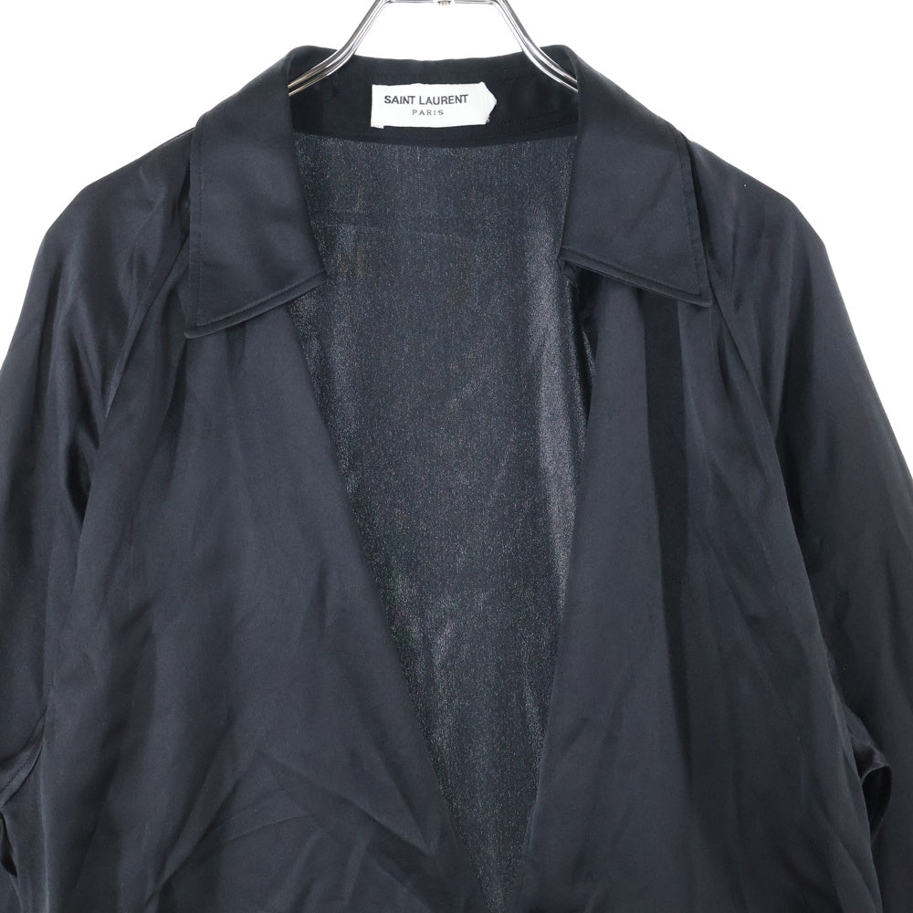 SAINT LAURENT PARIS(サンローランパリ) 23SS ヴァルーズ プルオーバー長袖スキッパーシャツ シルク ブラック 733571 Y900R