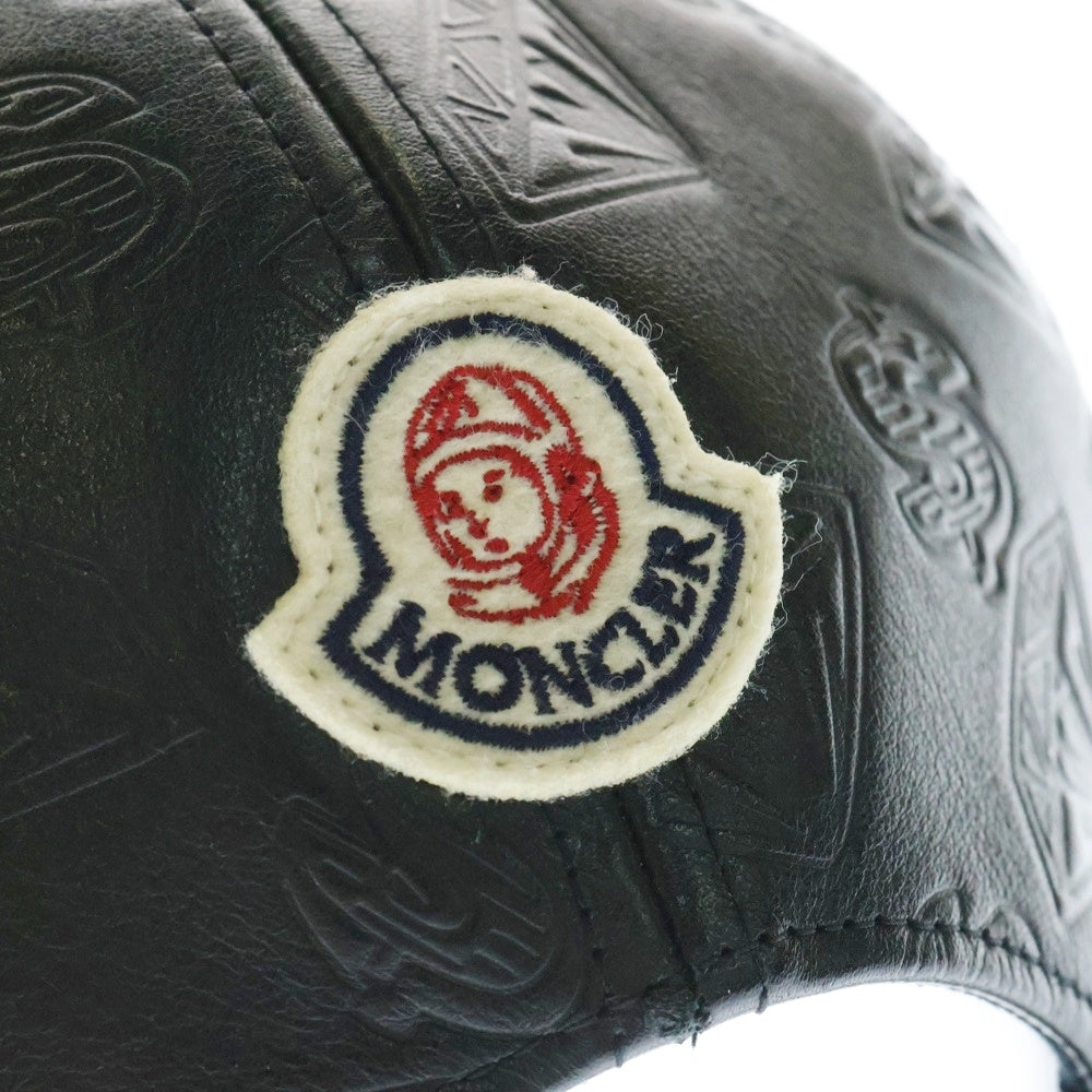 MONCLER(モンクレール) x Billionaire Boys Club ビリオネアボーイズクラブ 総柄レザーベースボールキャップ ブラック ※タグ欠損