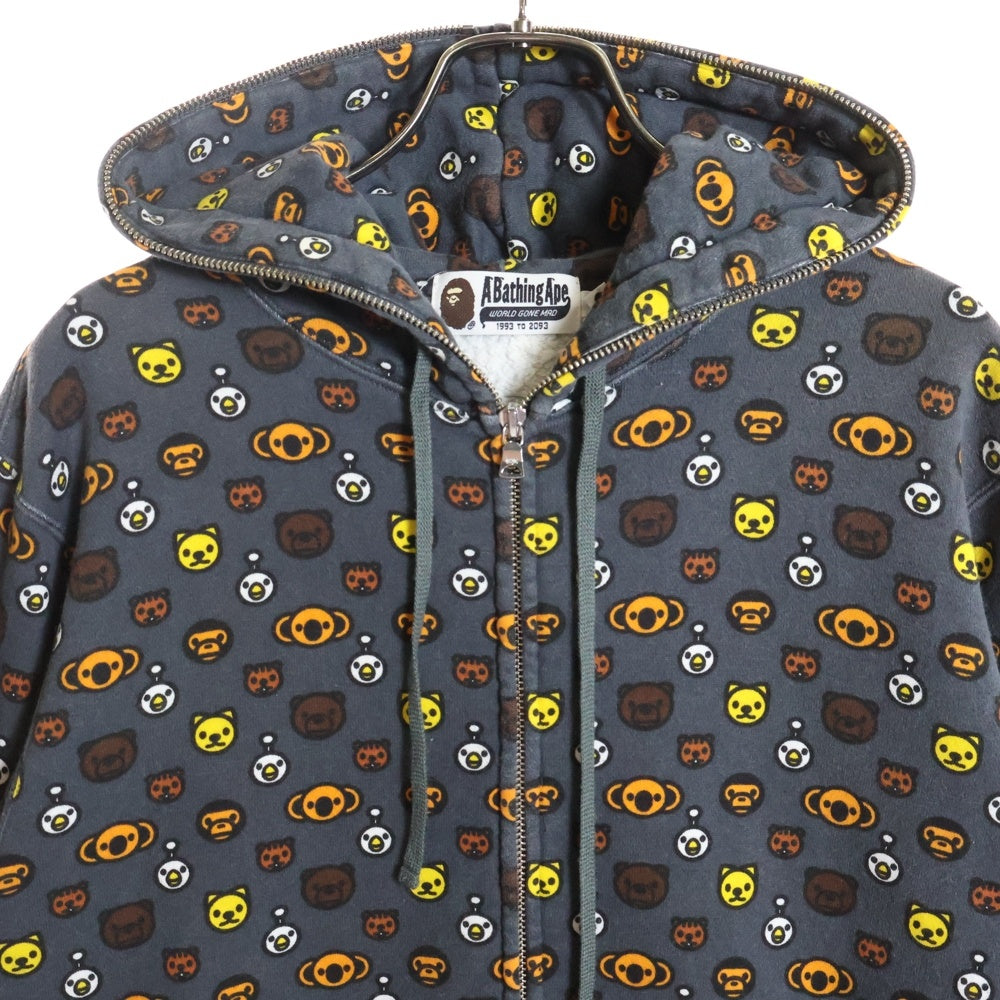 A BATHING APE(アベイシングエイプ) ベイビーマイロ モノグラム フルジップ スウェットパーカー グレー 002ZP9801004