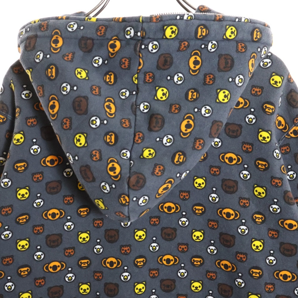 A BATHING APE(アベイシングエイプ) ベイビーマイロ モノグラム フルジップ スウェットパーカー グレー 002ZP9801004