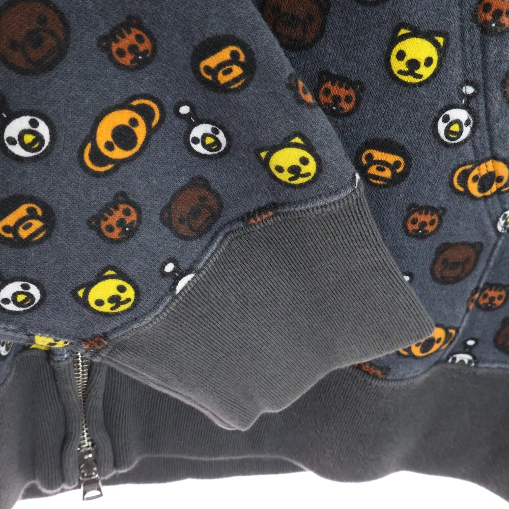 A BATHING APE(アベイシングエイプ) ベイビーマイロ モノグラム フルジップ スウェットパーカー グレー 002ZP9801004