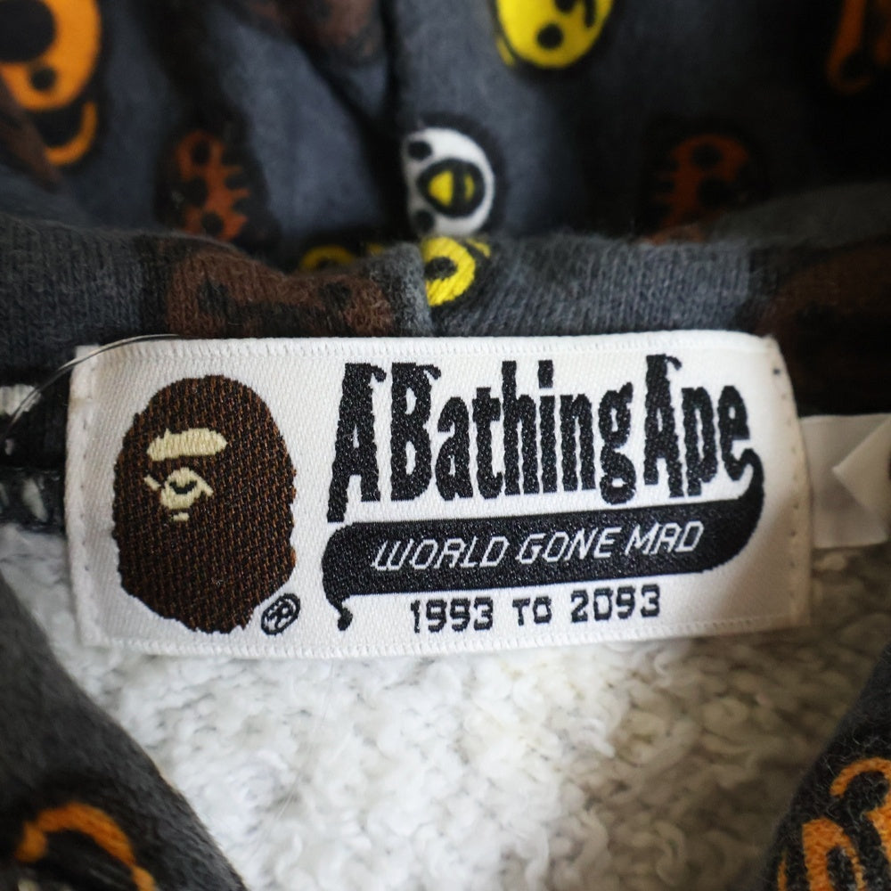 A BATHING APE(アベイシングエイプ) ベイビーマイロ モノグラム フルジップ スウェットパーカー グレー 002ZP9801004