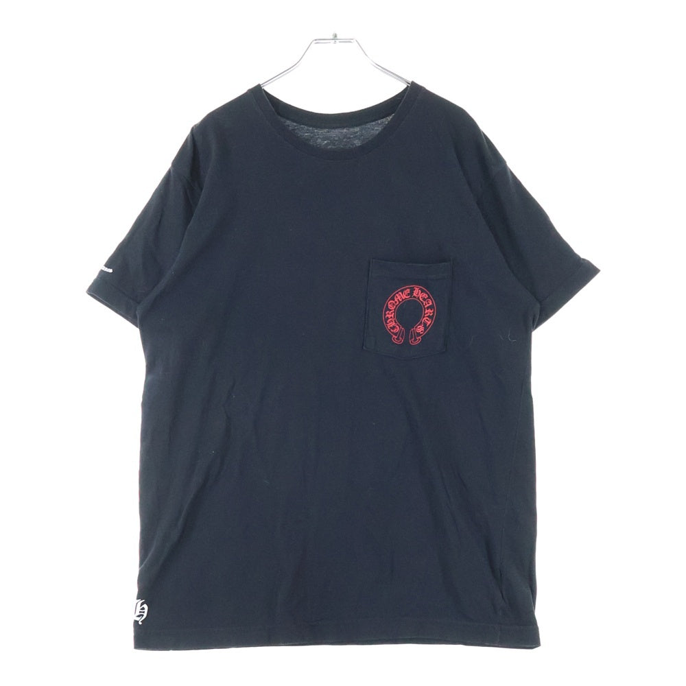 CHROME HEARTS(クロムハーツ) Horseshoe Tee ホースシュー セメタリークロス CHロゴプリント 半袖Tシャツ カットソー ブラック/レッド