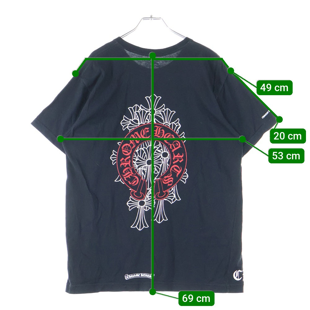CHROME HEARTS(クロムハーツ) Horseshoe Tee ホースシュー セメタリークロス CHロゴプリント 半袖Tシャツ カットソー ブラック/レッド