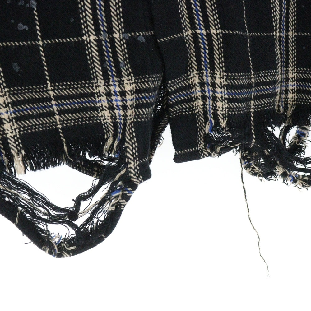 Danke Schon(ダンケシェーン) ネルシャツ ダメージ加工 チェック柄 長袖シャツ ブラック 25S-SHL042-DS