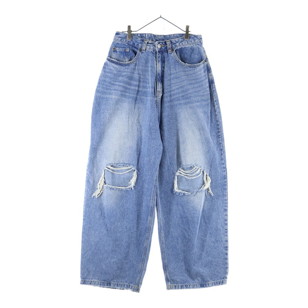 WHITELAND(ホワイトランド) 24SS DAMEGE WIDE DENIM ダメージ加工ワイドデニムパンツ インディゴ 24S-PTL348-WL