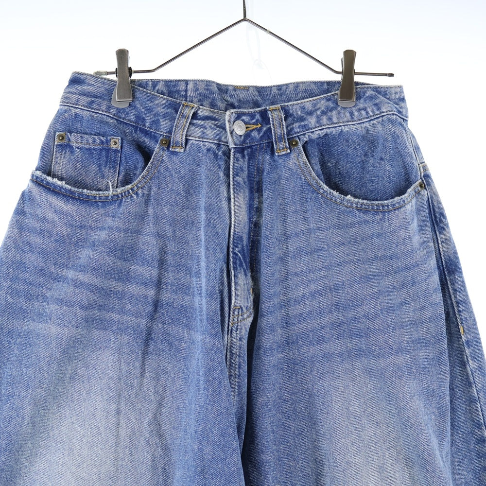 WHITELAND(ホワイトランド) 24SS DAMEGE WIDE DENIM ダメージ加工ワイドデニムパンツ インディゴ 24S-PTL348-WL