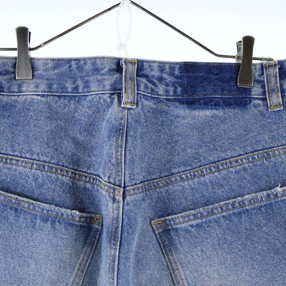 WHITELAND(ホワイトランド) 24SS DAMEGE WIDE DENIM ダメージ加工ワイドデニムパンツ インディゴ 24S-PTL348-WL