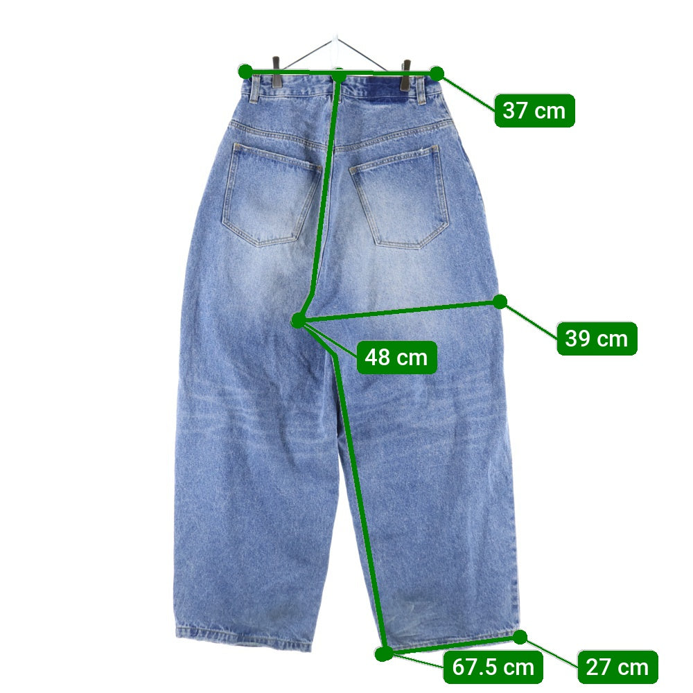WHITELAND(ホワイトランド) 24SS DAMEGE WIDE DENIM ダメージ加工ワイドデニムパンツ インディゴ 24S-PTL348-WL