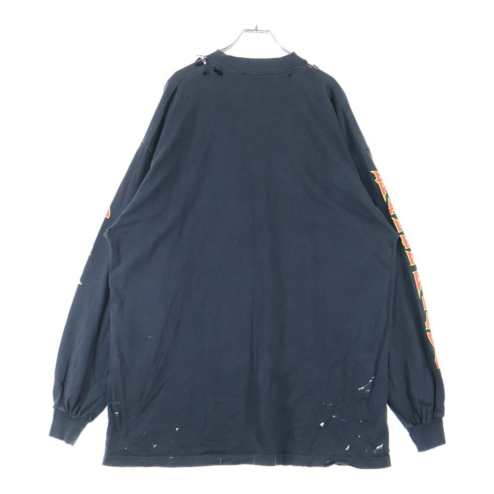 BALENCIAGA(バレンシアガ) Metal Oversized Long Sleeve Tee メタルロゴ オーバーサイズ長袖Tシャツ カットソー ブラック693949 TMV88