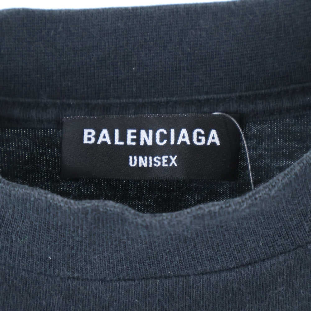 BALENCIAGA(バレンシアガ) Metal Oversized Long Sleeve Tee メタルロゴ オーバーサイズ長袖Tシャツ カットソー ブラック693949 TMV88