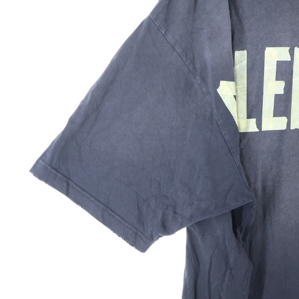 BALENCIAGA(バレンシアガ) 23SS Tape Type T-Shirt テープロゴ ダメージ加工半袖Tシャツ ブラック 739784 TOVA9