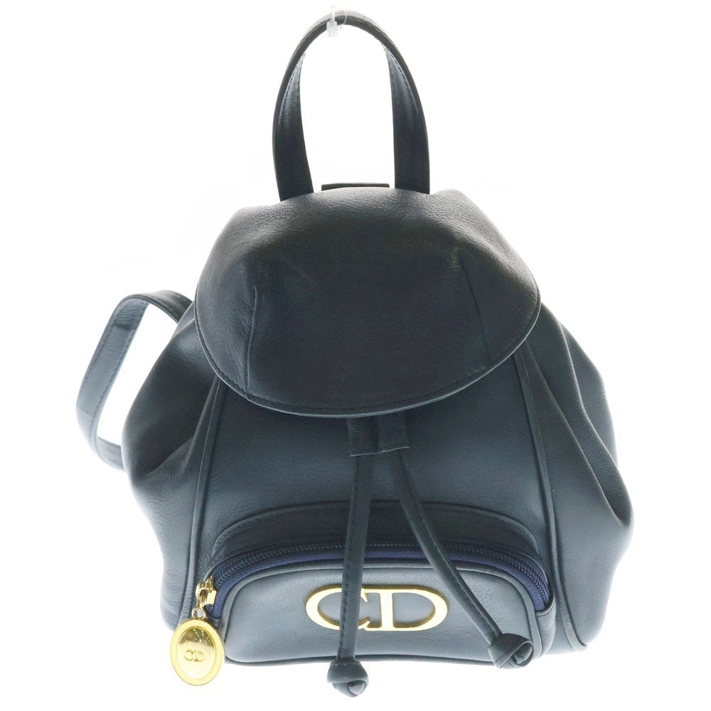 Christian Dior(クリスチャンディオール) CDロゴ レザーミニリュック ネイビー