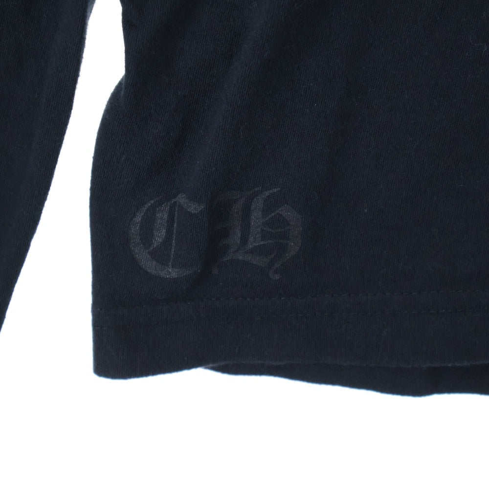 CHROME HEARTS(クロムハーツ) CH L/S ネックロゴプリント 袖フローラル クルーネック 長袖Tシャツ カットソー ブラック