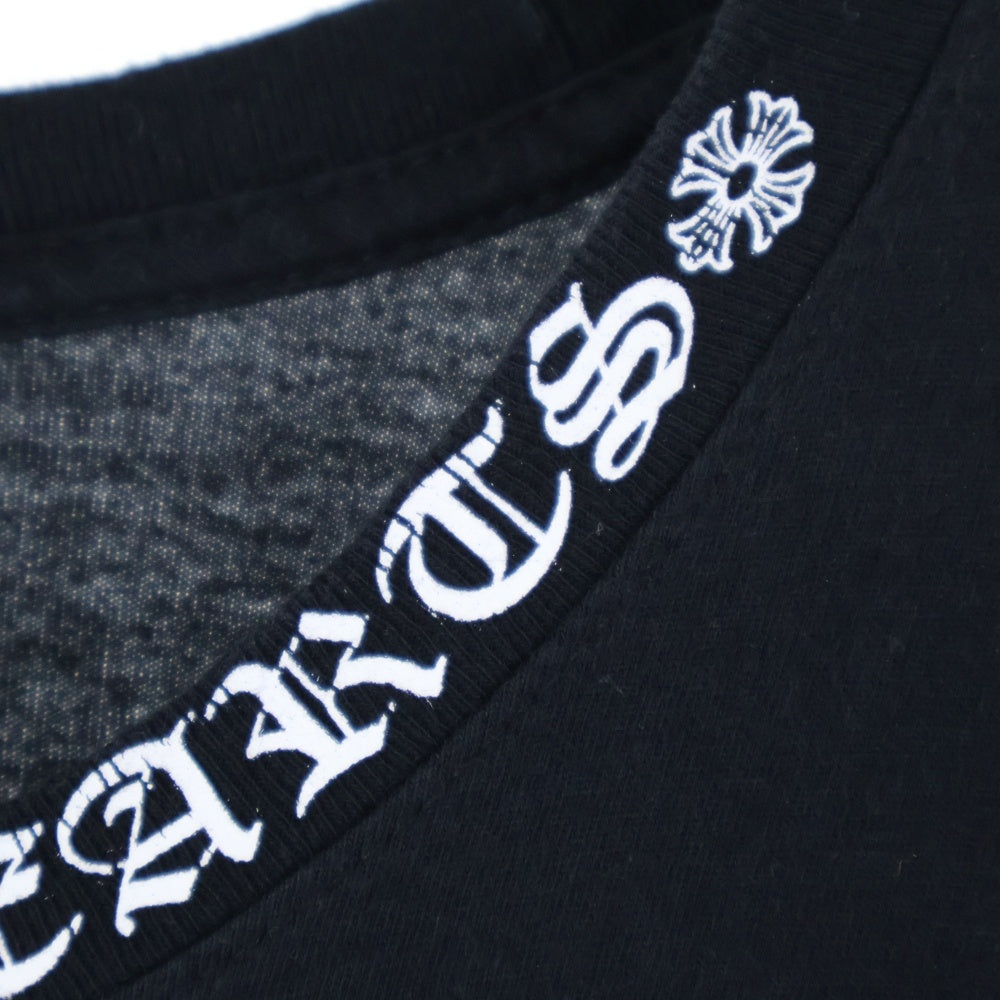 CHROME HEARTS(クロムハーツ) CH L/S ネックロゴプリント 袖フローラル クルーネック 長袖Tシャツ カットソー ブラック