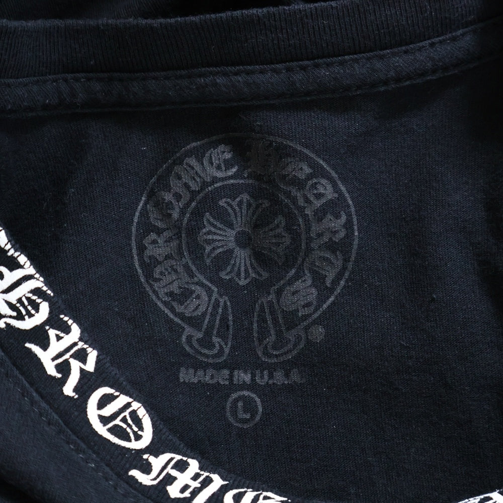 CHROME HEARTS(クロムハーツ) CH L/S ネックロゴプリント 袖フローラル クルーネック 長袖Tシャツ カットソー ブラック