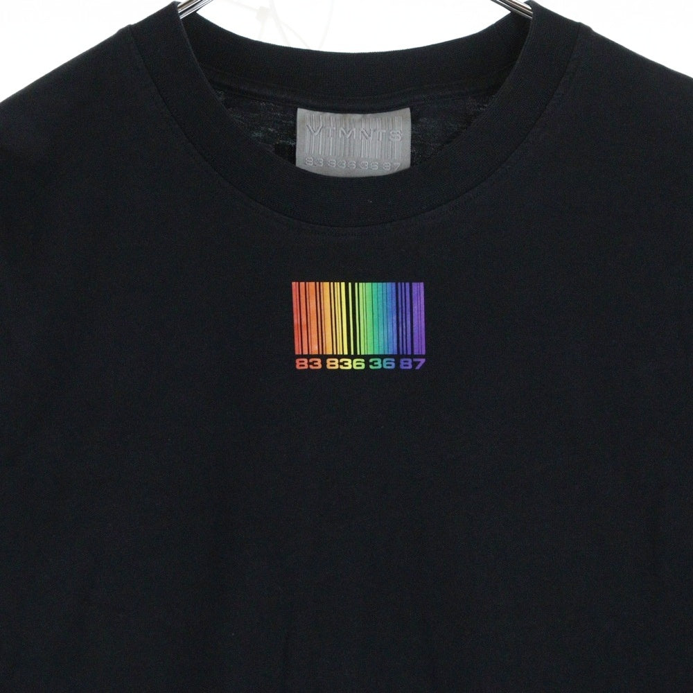 VTMNTS(ブイティーエムエヌティーエス) RAINBOW BARCODE レインボーレコード プリント半袖Tシャツ カットソー ブラック VL12TR440B