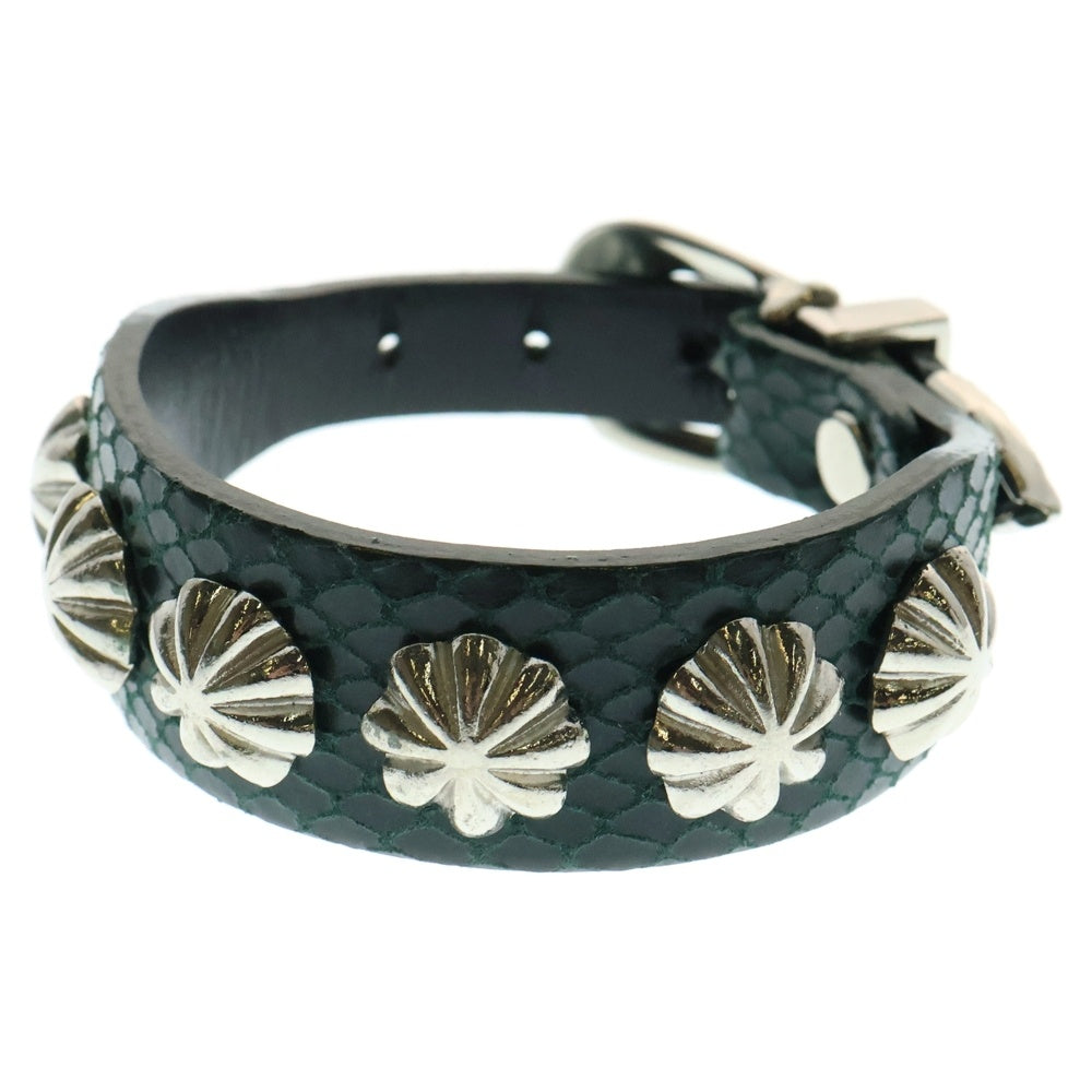 TOGA(トーガ) CONCHO LEATHER BANGLE コンチョレザーバングル ブレスレット グリーン/シルバー TZ241-AK942