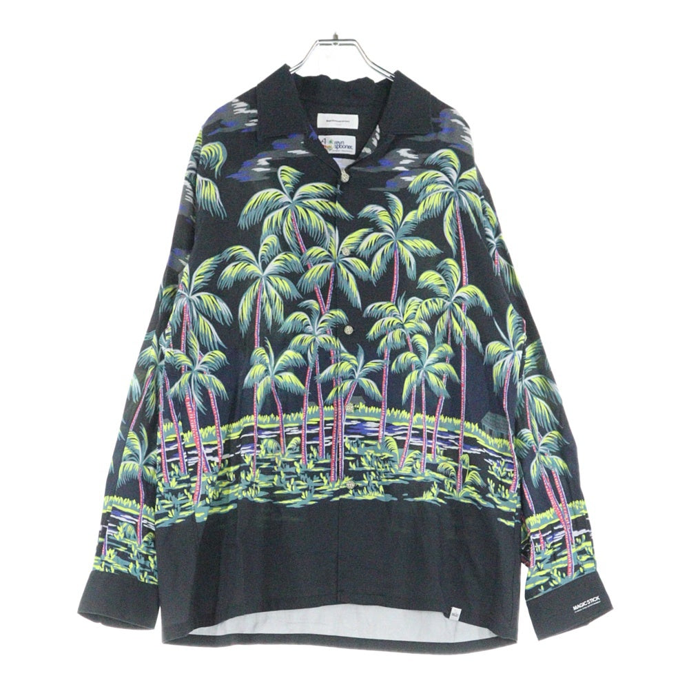 MAGIC STICK(マジックスティック) 23SS DK PALMS HAWAIIAN SHIRT by Reyn Spooner ハワイアン長袖シャツ ブラック/マルチカラー 23SS-MS1-002